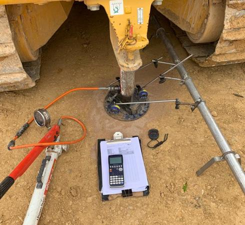 Plate test being performed as part of Earthworks Testing